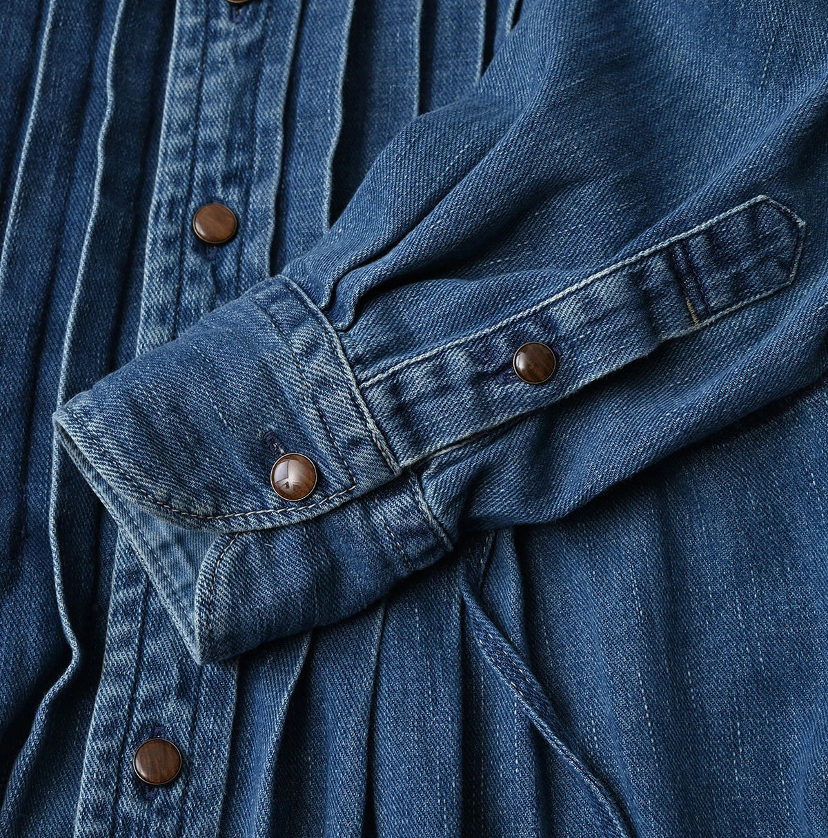 45 Petit Denim Tuck Shirt Dress Distressed