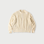 Shetland Cable Lace Sweater Off White