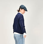 Shetland Cable Lace Sweater Female Model