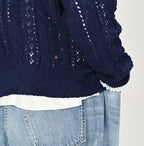 Shetland Cable Lace Sweater Female Model