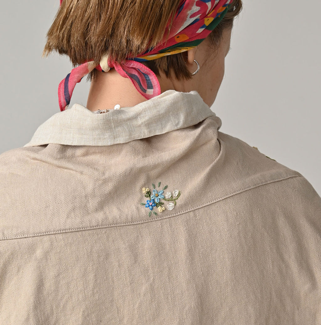 Linen Layered Embroidery Bolero Detail