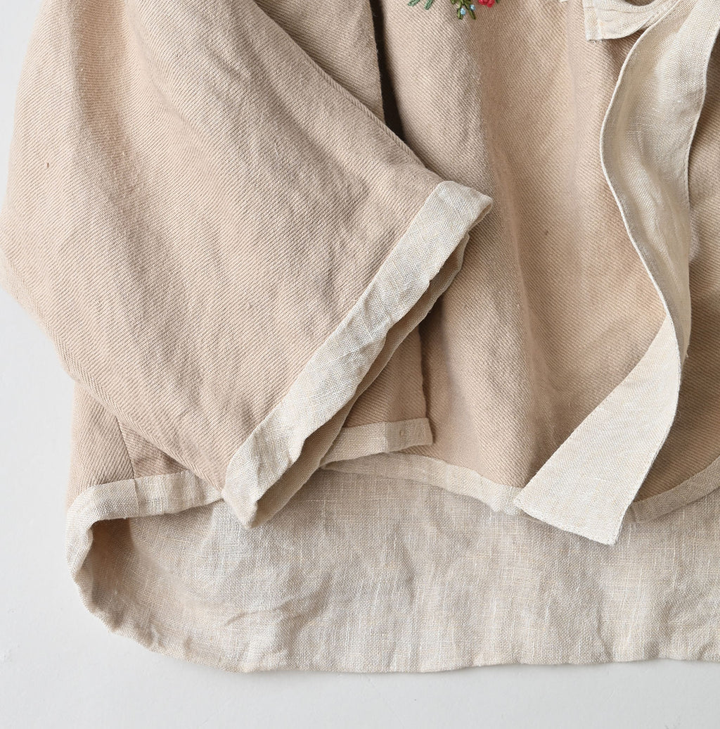 Linen Layered Embroidery Bolero Detail