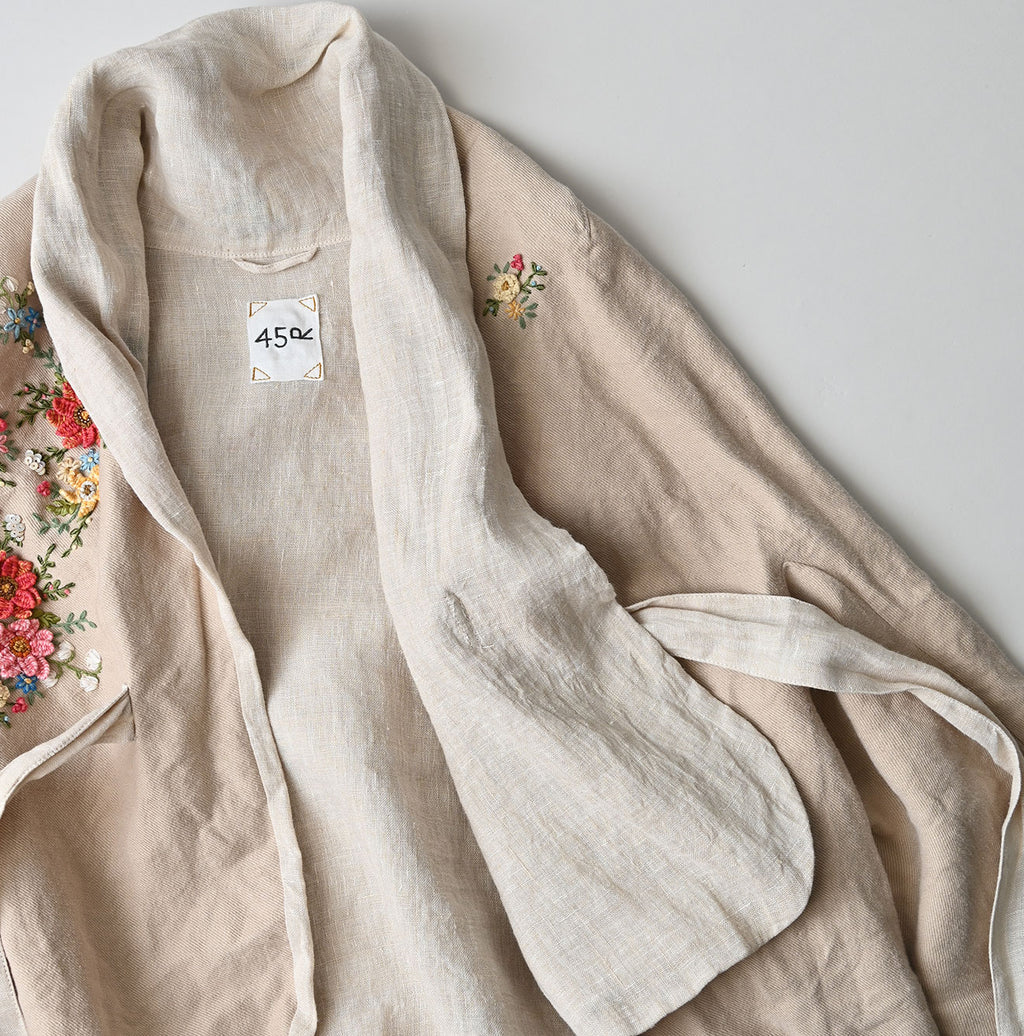 Linen Layered Embroidery Bolero Detail