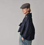 Ai Indigo Linen Layered Embroidery Bolero Female Model