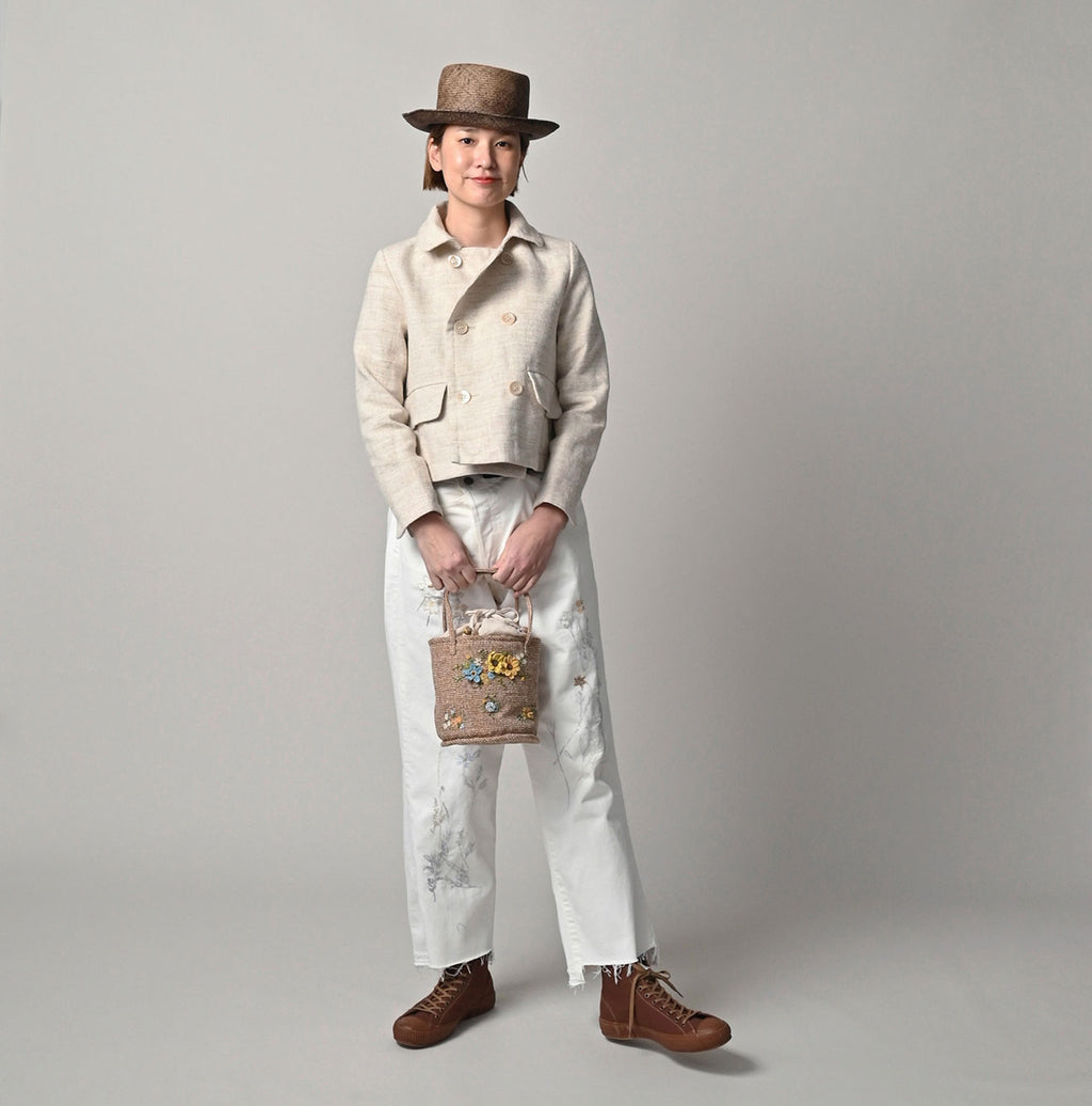 Cotton Linen Tweed Annie Mini Jacket Female Model
