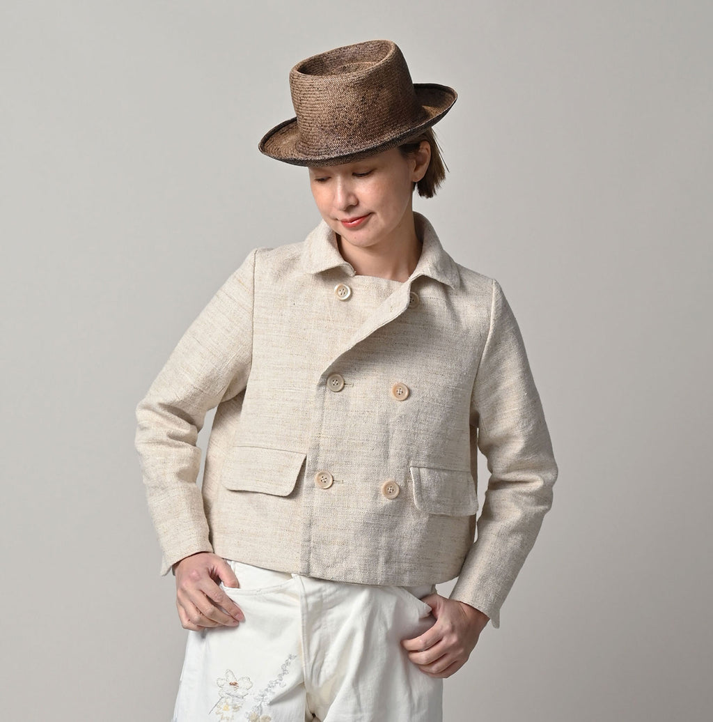 Cotton Linen Tweed Annie Mini Jacket Female Model