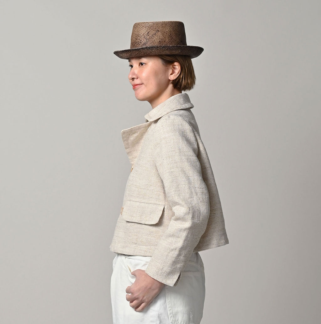 Cotton Linen Tweed Annie Mini Jacket Female Model