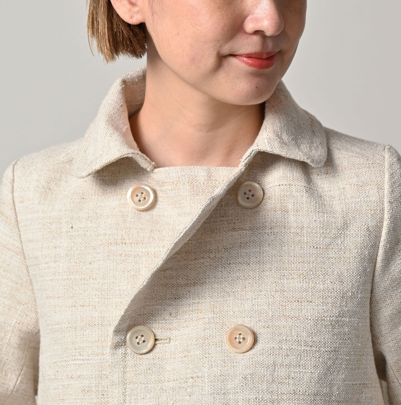 Cotton Linen Tweed Annie Mini Jacket Detail