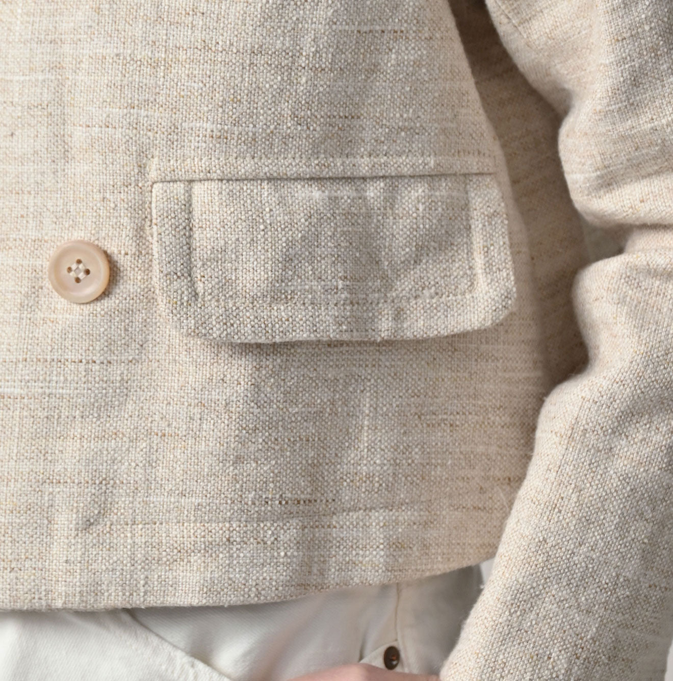 Cotton Linen Tweed Annie Mini Jacket Detail