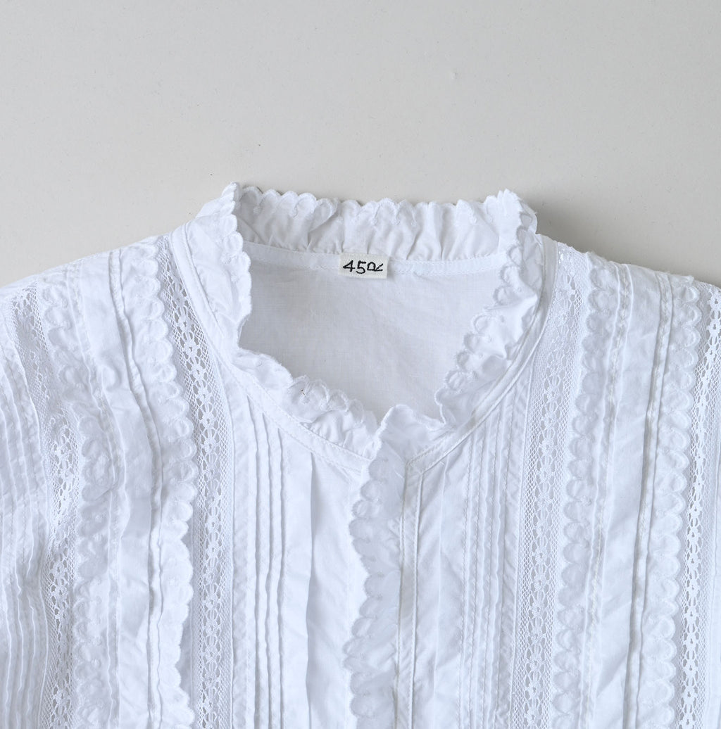 Supima Batiste Cutwork Blouse Detail