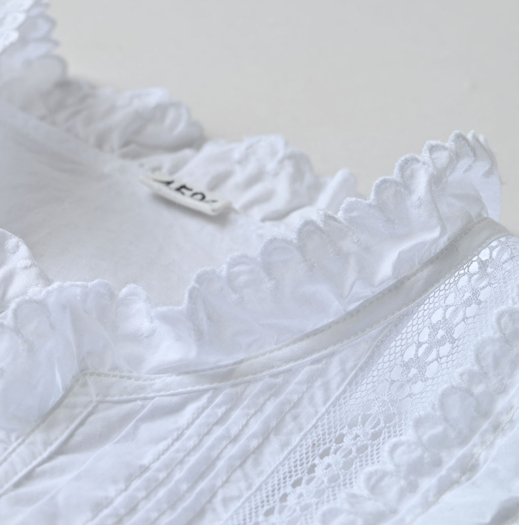 Supima Batiste Cutwork Blouse Detail