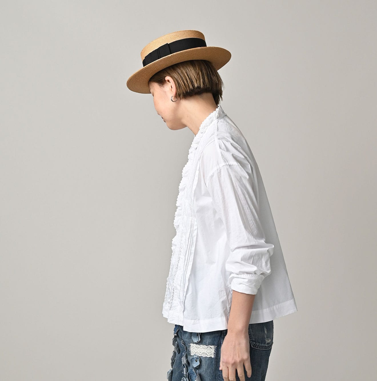 Supima Batiste Cutwork Blouse Female Model