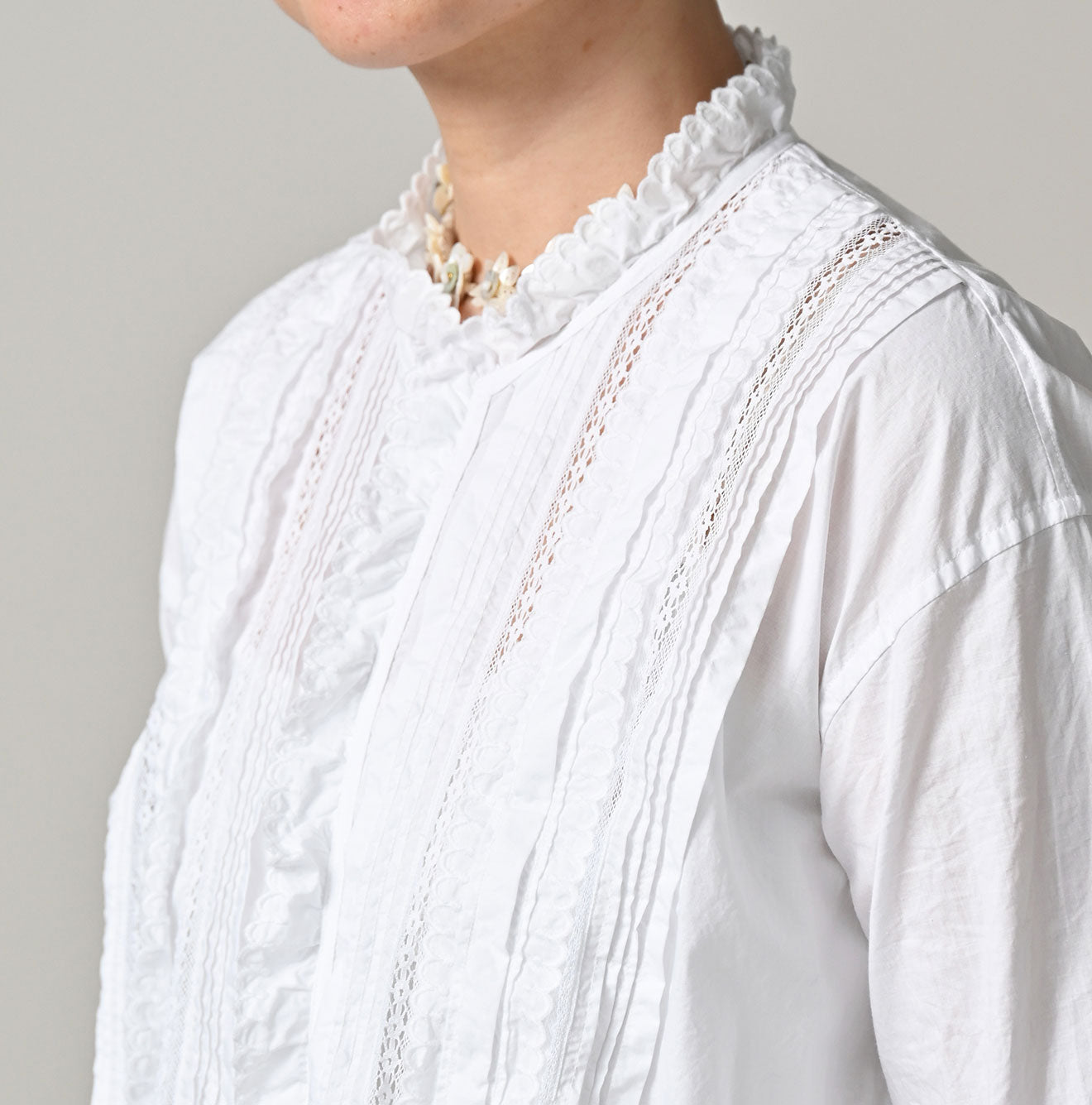 Supima Batiste Cutwork Blouse Detail