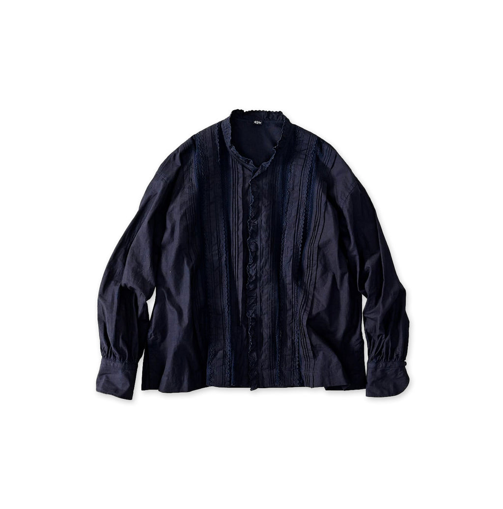 Indigo Supima Batiste Cutwork Blouse