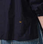 Indigo Supima Batiste Cutwork Blouse Detail