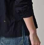 Indigo Supima Batiste Cutwork Blouse Detail