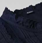 Indigo Supima Batiste Cutwork Blouse Detail