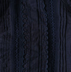 Indigo Supima Batiste Cutwork Blouse Detail