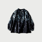 Indigo Discharged Rose Print Smock