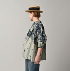 Indigo Discharged Rose Print Smock Female Model