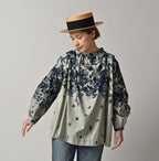 Indigo Discharged Rose Print Smock Female Model