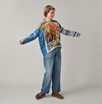 Picture Book Bandana Blouse Blue Female Model