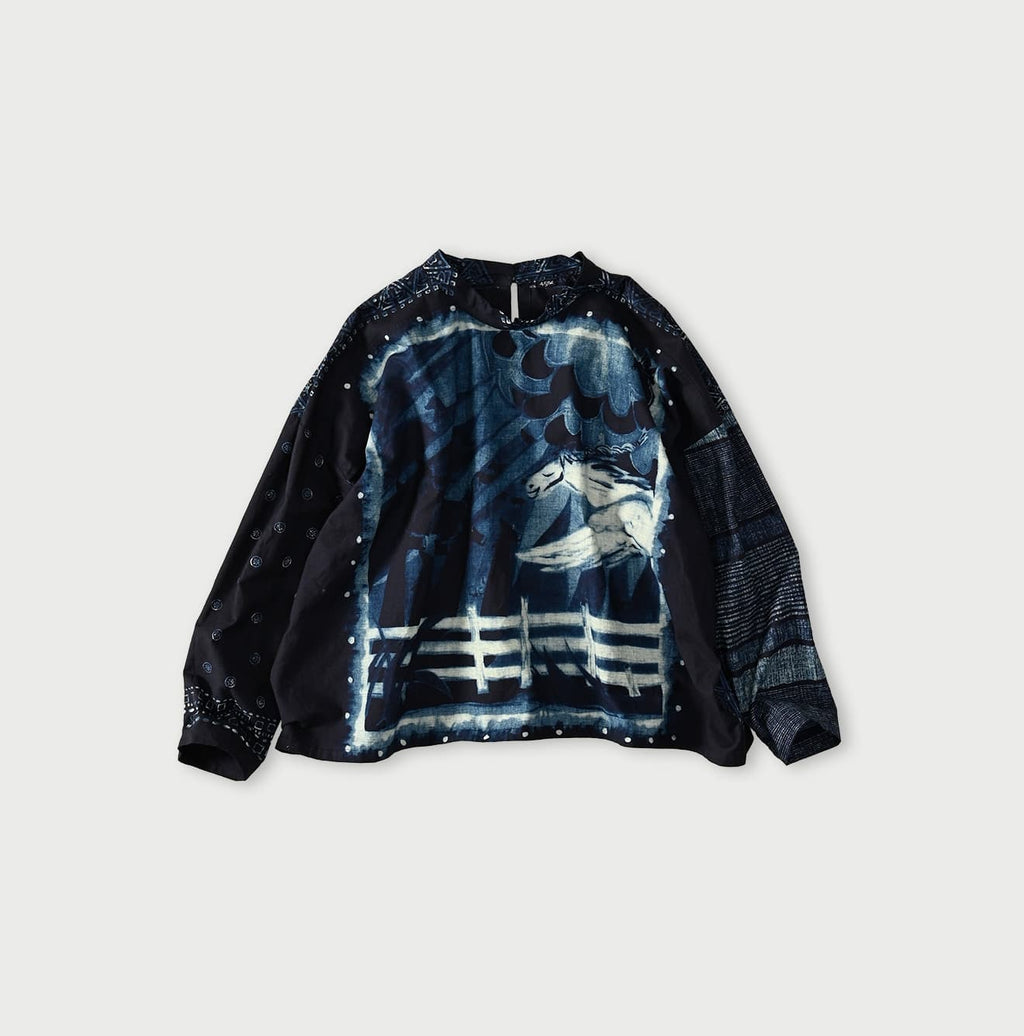 Indigo Picture Book Bandana Blouse Picture Bandana Indigo 4