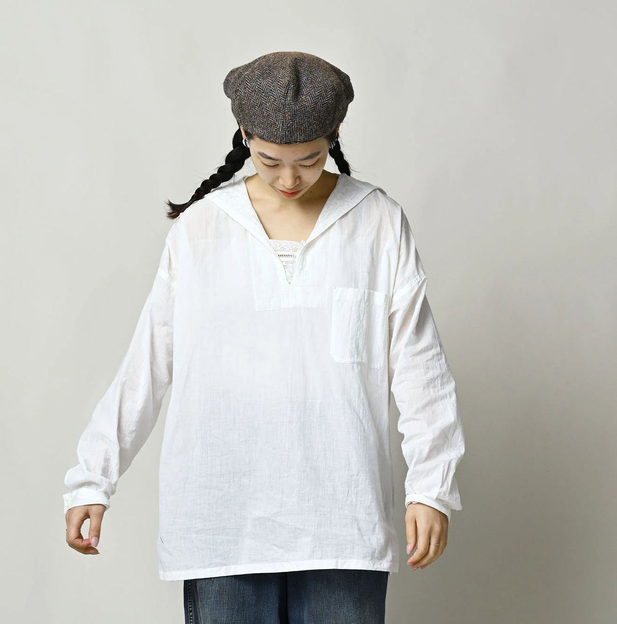 Indian Khadi Sailor Collar Blouse