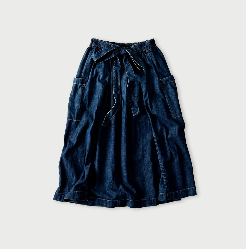 45 Petit Denim Apron Skirt Distressed Back