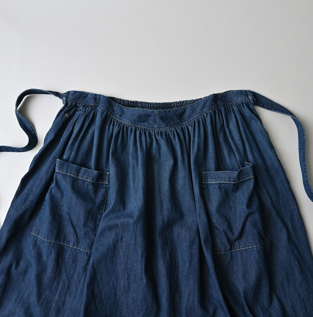45 Petit Denim Apron Skirt Distressed Detail