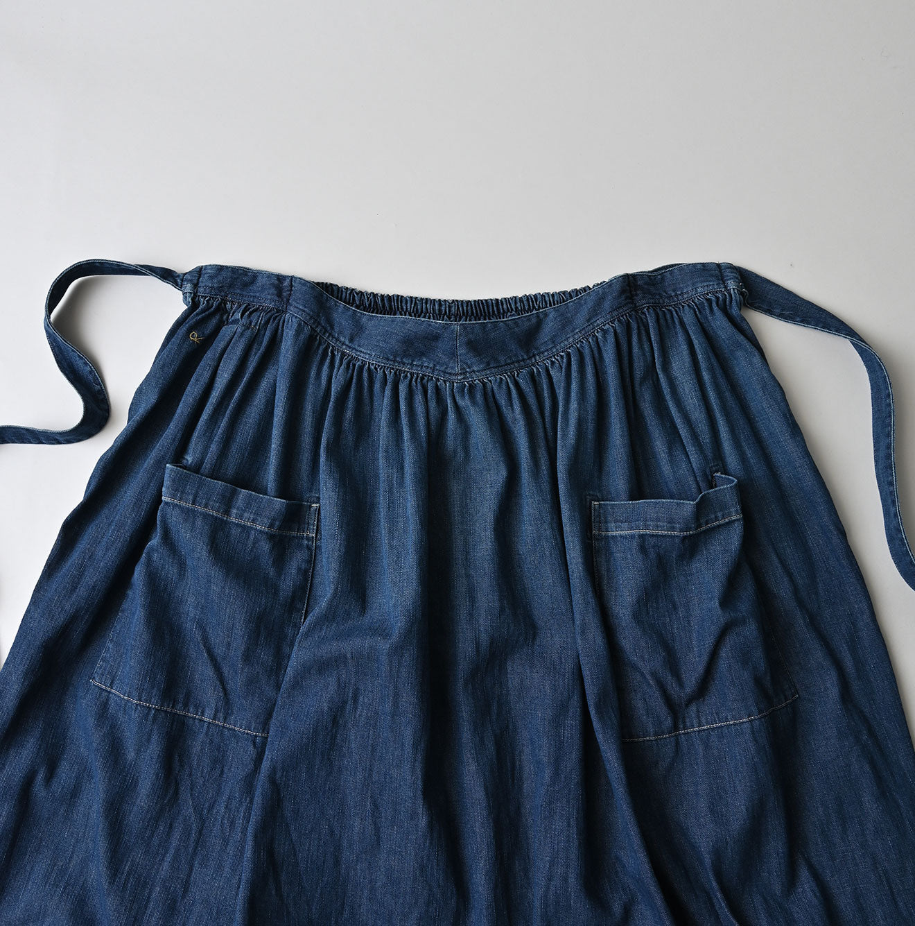 45 Petit Denim Apron Skirt Distressed Detail
