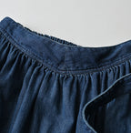 45 Petit Denim Apron Skirt Distressed Detail