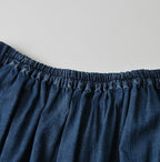 45 Petit Denim Apron Skirt Distressed Detail