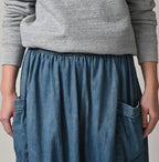 45 Petit Denim Apron Skirt Distressed Detail
