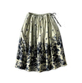 Indigo Discharge Rose Print Easy Gather Skirt Indigo Base