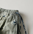 71 Indigo Discharged Rose Print Detail