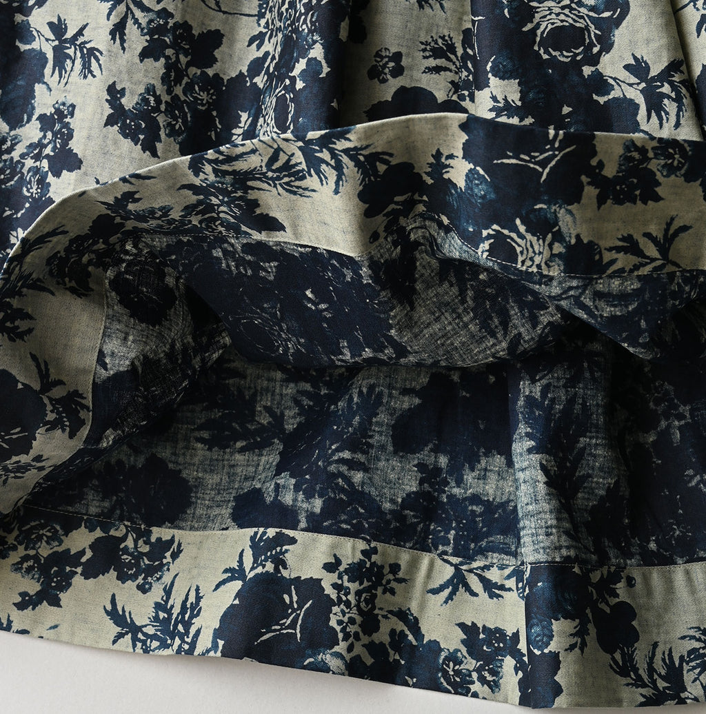 71 Indigo Discharged Rose Print Detail