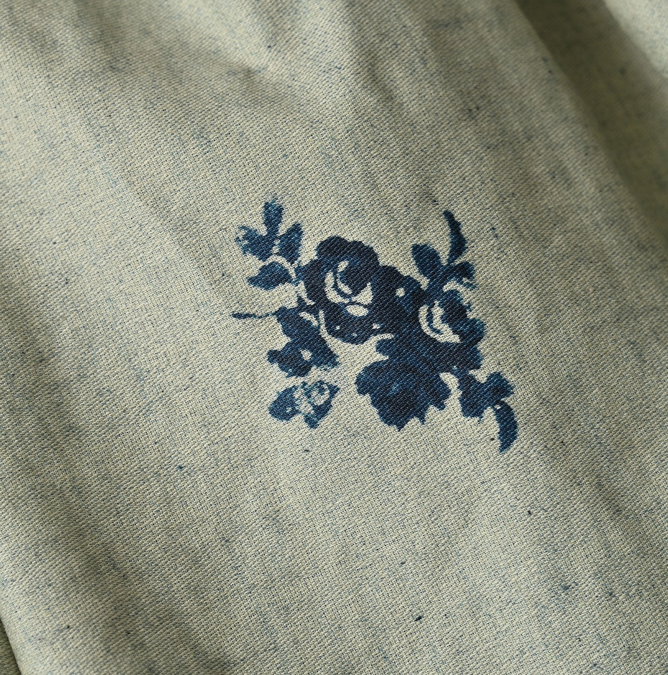 71 Indigo Discharged Rose Print Detail