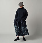 71 Indigo Discharged Rose Print Female Model
