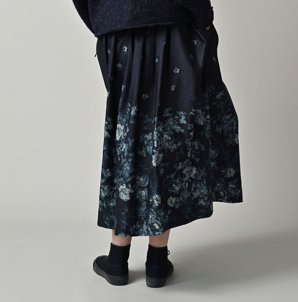 71 Indigo Discharged Rose Print Female Model