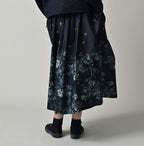 71 Indigo Discharged Rose Print Female Model