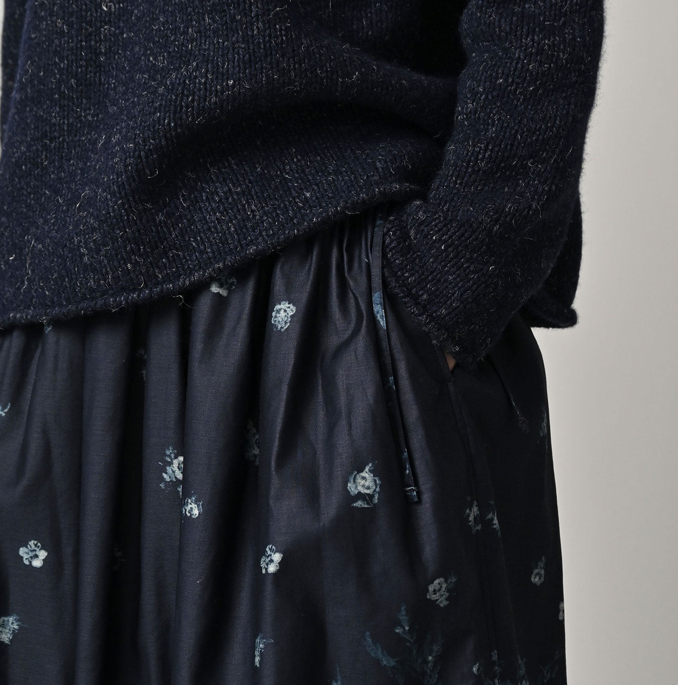 71 Indigo Discharged Rose Print Detail