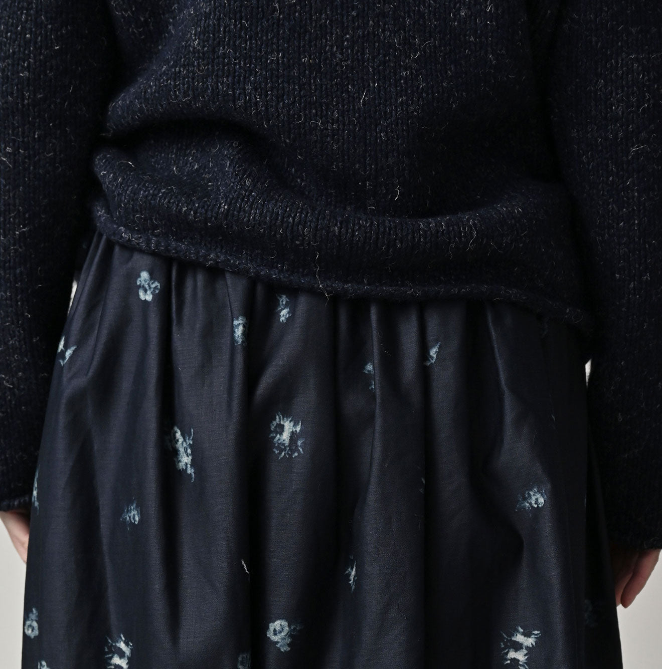 71 Indigo Discharged Rose Print Detail