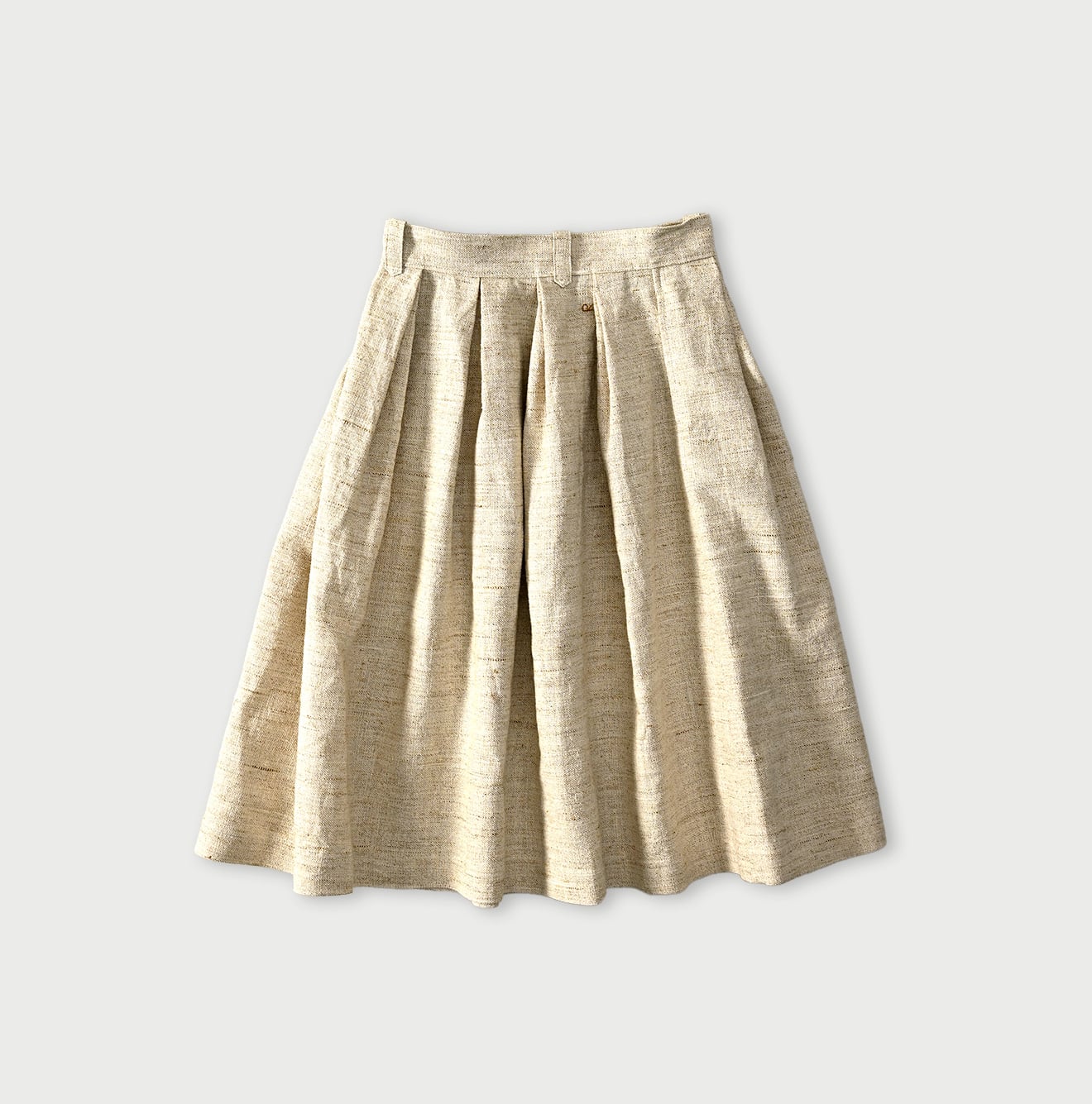 Cotton Linen Tweed Tuck Skirt Back