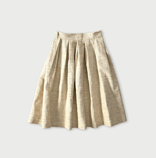 Cotton Linen Tweed Tuck Skirt Back