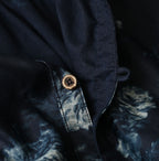 Indigo Discharged Rose Print Smock Dress Detail