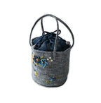 Indigo Tweed Embroidery Petit Bag