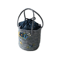 Indigo Tweed Embroidery Petit Bag