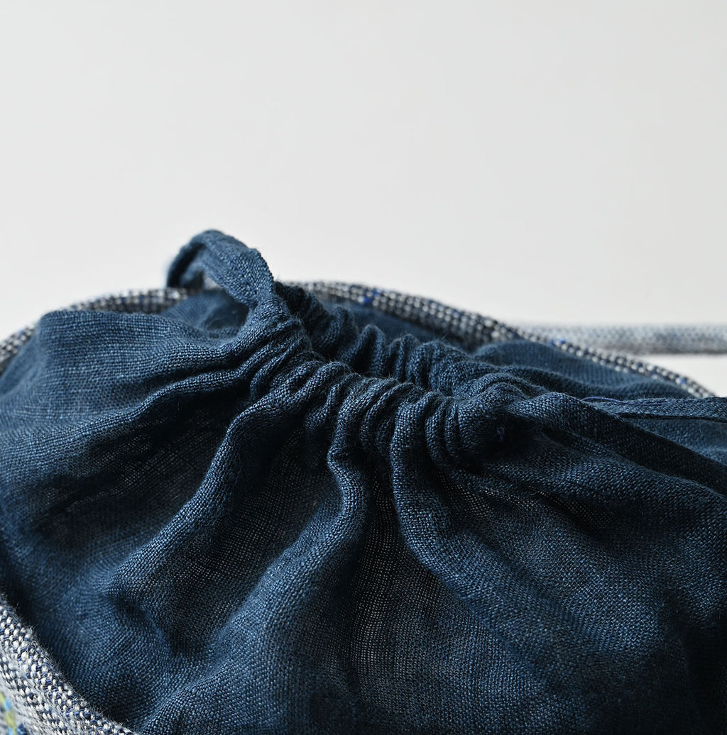 Indigo Tweed Embroidery Petit Bag Detail