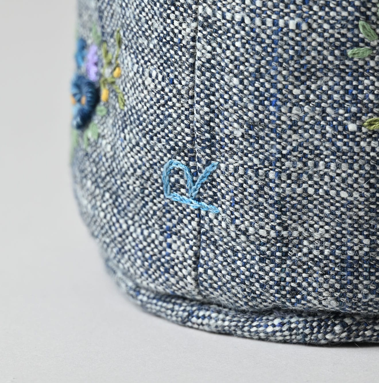Indigo Tweed Embroidery Petit Bag Detail